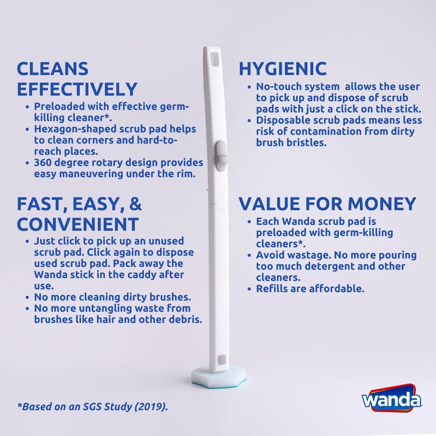 Wanda Toilet Cleaning System Set with FREE 8 Disposable Scrub Pad Refills